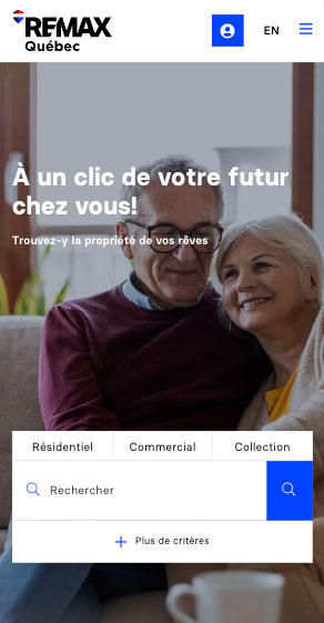 Site web de remax sur appareil mobile.
